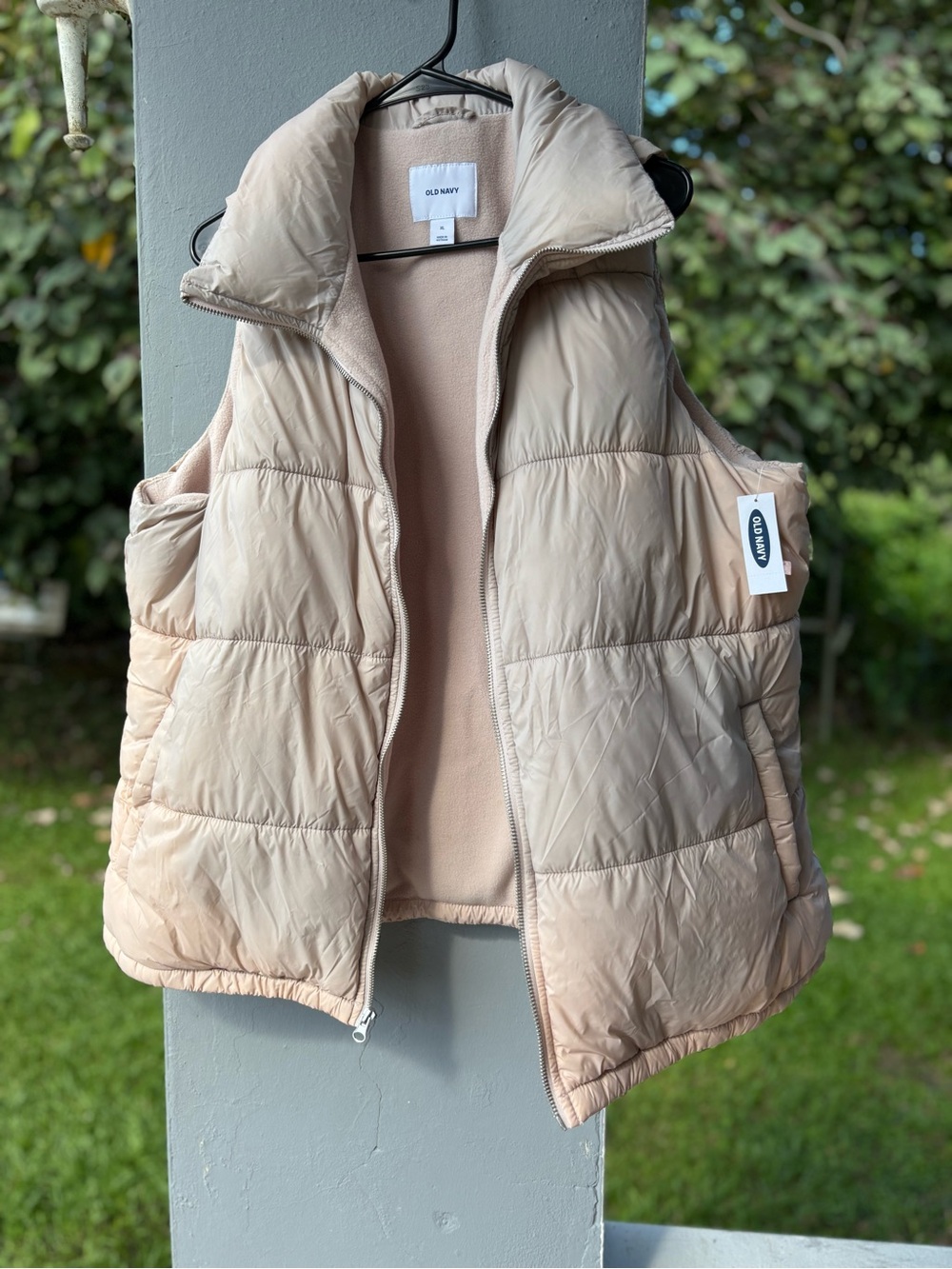 Old Navy Beige/Tan Quilted Puffer Vest